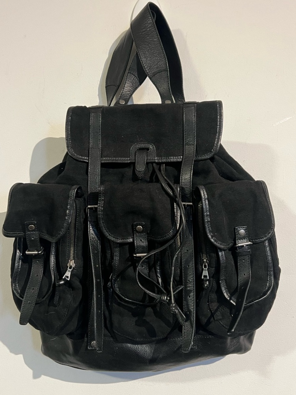 John Varvatos black canvas leather XL rucksack backpack SAMPLE. RARE